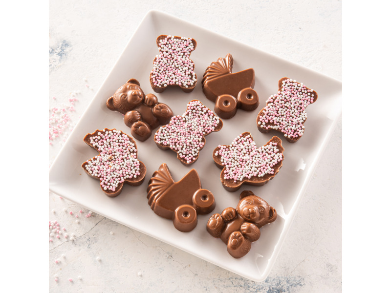 Geboortechocolade meisje verpakt per 150gr -  Afbeelding 1